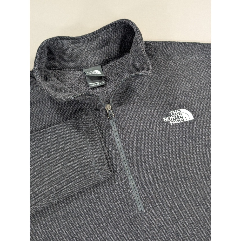 The North Face Textured Cap Rock Fleece Men XL Black Quarter Zip‎ Pullover